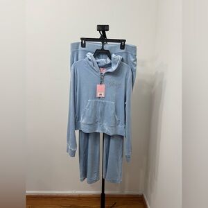 Juicy Couture Sky Blue Velour Hoodie Tracksuit Set